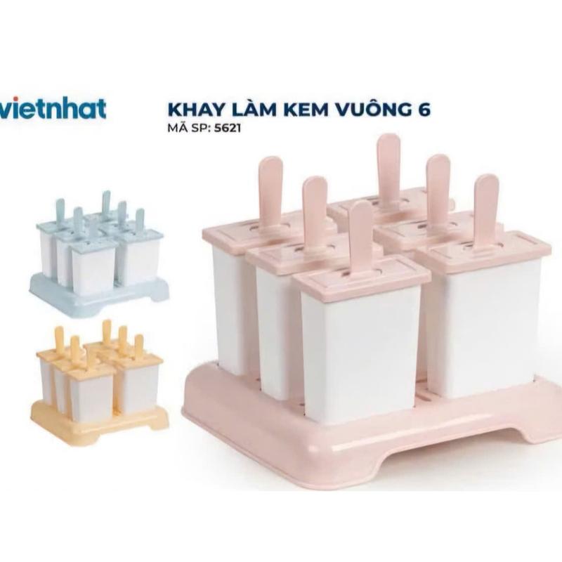  Vietnhat Khuôn Làm Kem Vuông Tủ Lạnh 6 Ô Mã SP 5621 Nhựa Nguyên Sinh Cao Cấp An Toàn Tiện Lợi Khay Kem Nhựa Nguyên Sinh Cao Cấp 