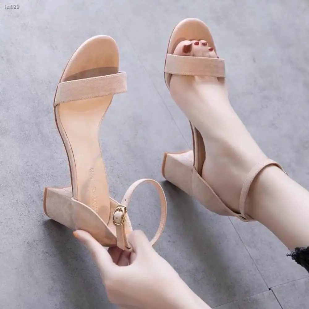 Elegant hot new korean fashion block heels ankle sandals