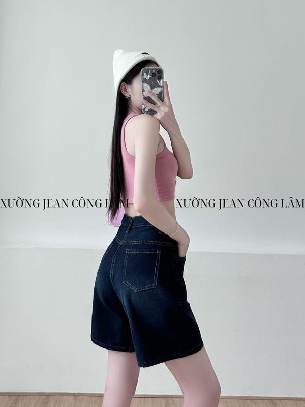 Quần jean ngố nữ lưng cao ống rộng phối túi trước cá tính (S27) 4