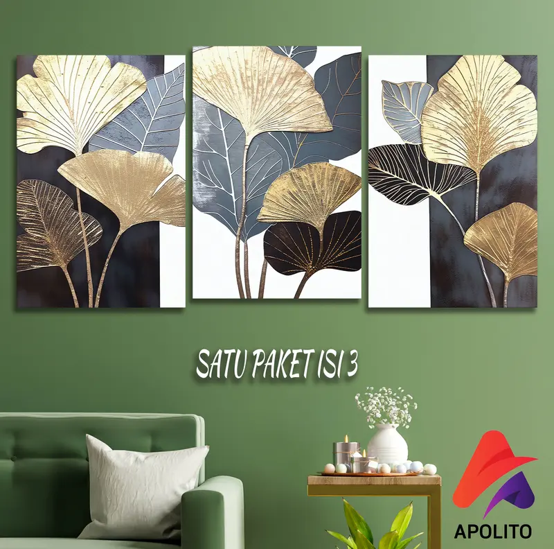 HIASAN DINDING 3 IN 1 ( 20X30 ) ABSTRAK DAUN KERTAS AESTHETIC PAJANGAN DINDING DEKORASI DINDING PAJANGAN KAYU PAJANGAN DINDING Gantungan Paku 0