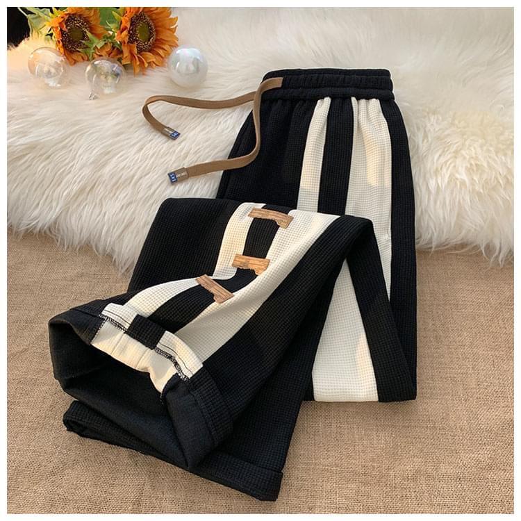 Quần dài 3 tag, quần ống rộng suông unisex chất vải cotton tổ ong phối sọc Menswear Nam