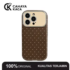 Casing HP Untuk iPhone 16 Pro Max 11 12 13 14 15 Pro XS XR 7+ 8+ Xs Max Casing Kulit Polkadot Coklat 03768