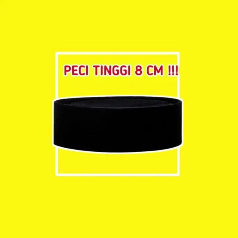 Songkok Hitam Tinggi 6 cm, 7 cm, 8 cm, 9 cm, Peci Hitam Pendek berkualitas bahan tebal dan halus Kopiah 3