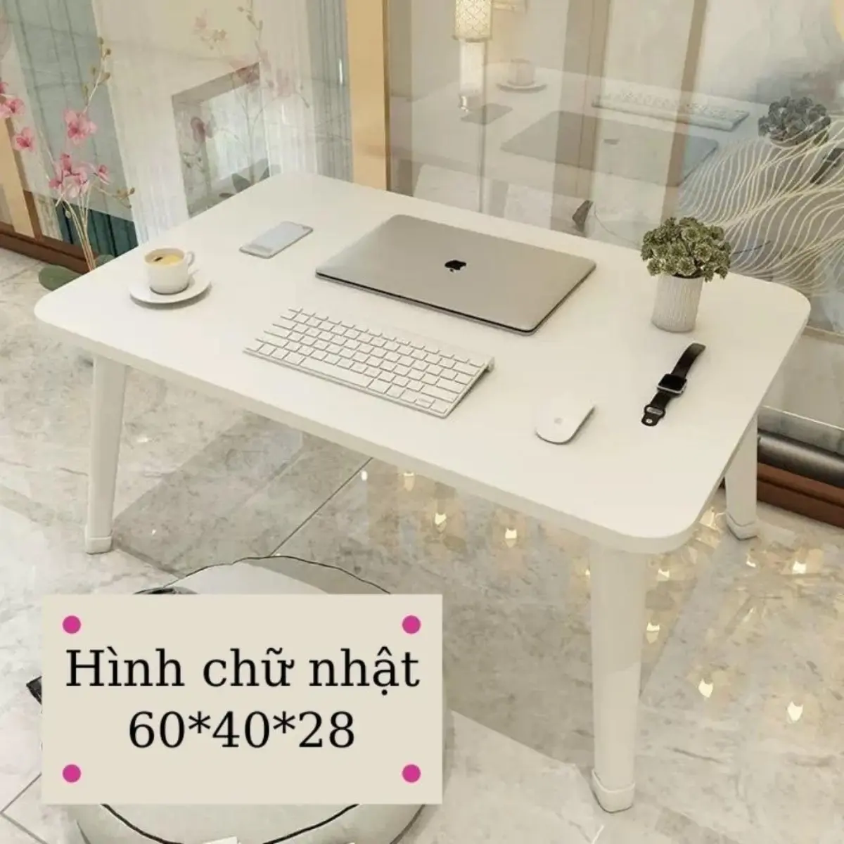 Bàn học gấp gọn ngồi bệt chân nhựa cứng 40x60cm mặt gỗ MDF Havaco GP148 loại đẹp bảo hành 12 tháng