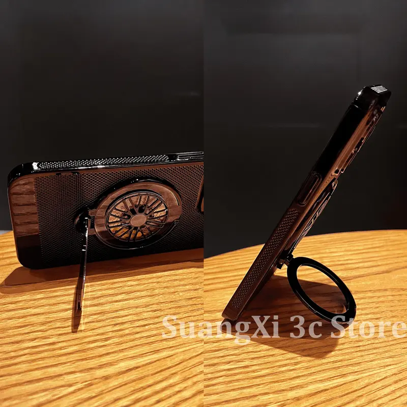 Ốp Cứng PC, Giá Đỡ Nam Châm Xoay Xoắn Ốc Thủ Công, Có Lỗ Thông Hơi Làm Mát, Tương Thích Với iPhone 11, 12, 13, 14, 15, 16, Pro Max, 14 / 15 / 16PLUS, Bảo Vệ Camera, Bao Gồm Tất Cả, Ốp Lưng Chống Sốc 4