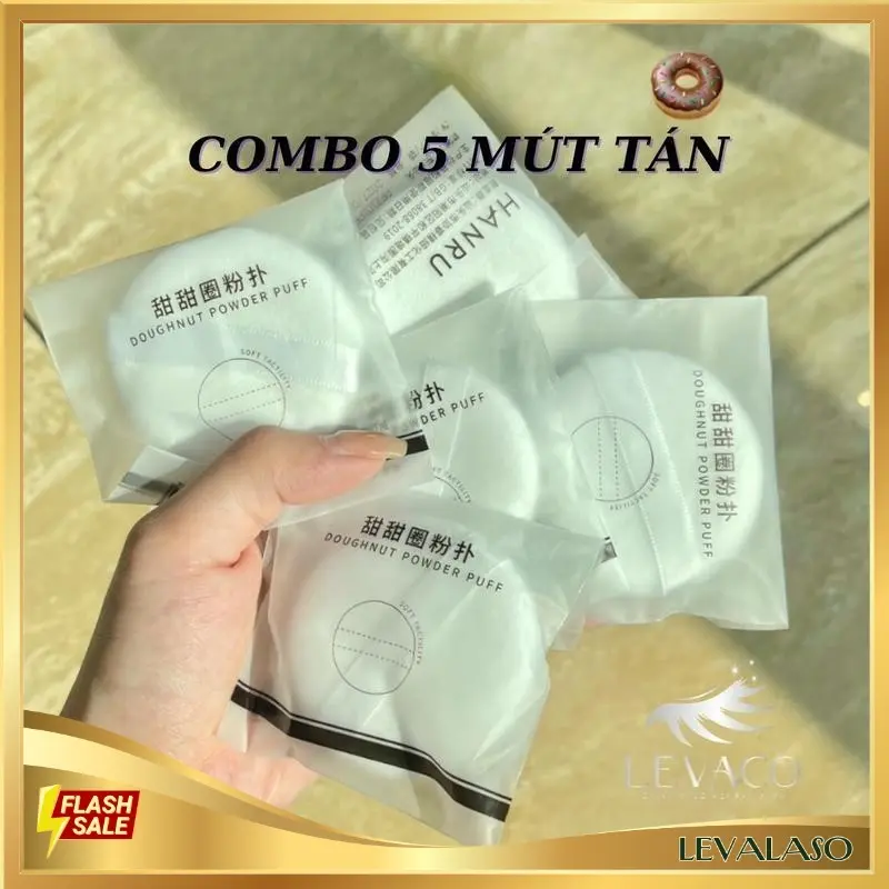 Bông mút phấn phủ dặm tán trang điểm makeup hình tròn mềm mại màu trắng MTD03 Mỹ Phẩm Nữ Cosmetic LEVALASO Women