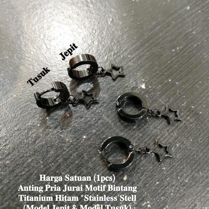 Anting pria titanium jurai bintang 1pcs Laki-laki 5