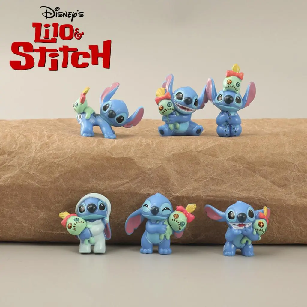6Pcs/Set Lilo&Stitch Character Anime Experiment Boojiboo Doll Cute Cartoon Stitch Hand With Scrump Model Toys
