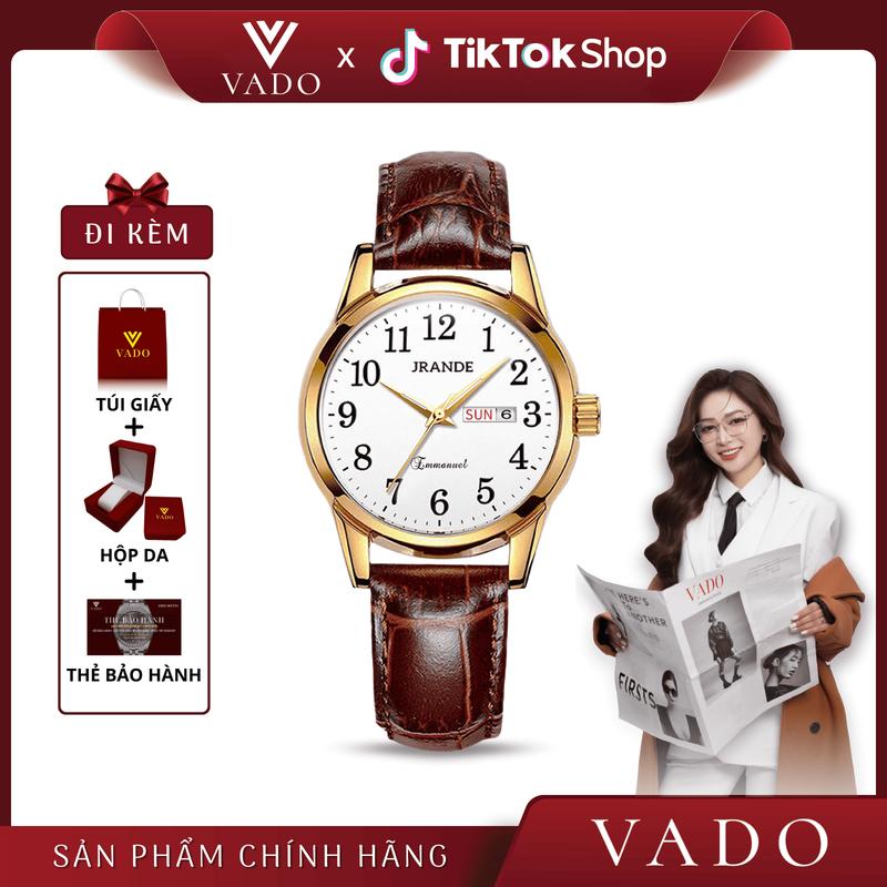 [LIVE] Đồng hồ nữ mặt tròn dây da, phong cách thanh lịch - DHJ6623 JRANDE