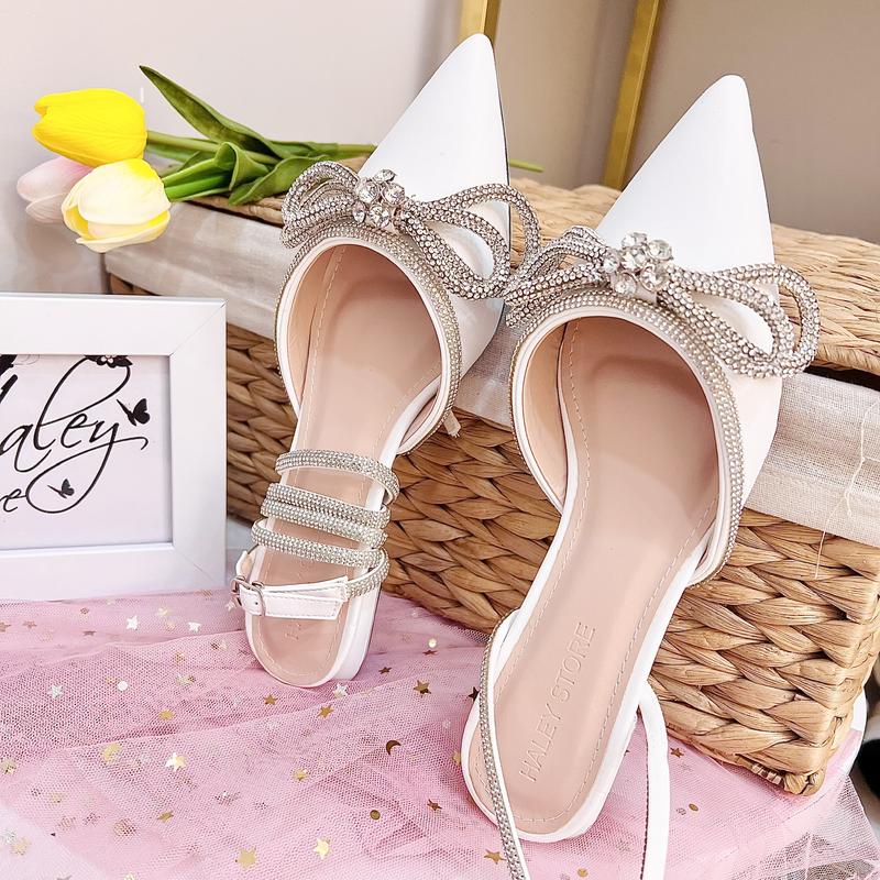 Product Introduction of Giày nơ xoàn vip 2p HALEY STORE đế bệt nơ đính xoàn mũi nhọn dây xoàn tiểu thư tiệc cưới bền đẹp đi học đi chơi đi làm êm chân 31