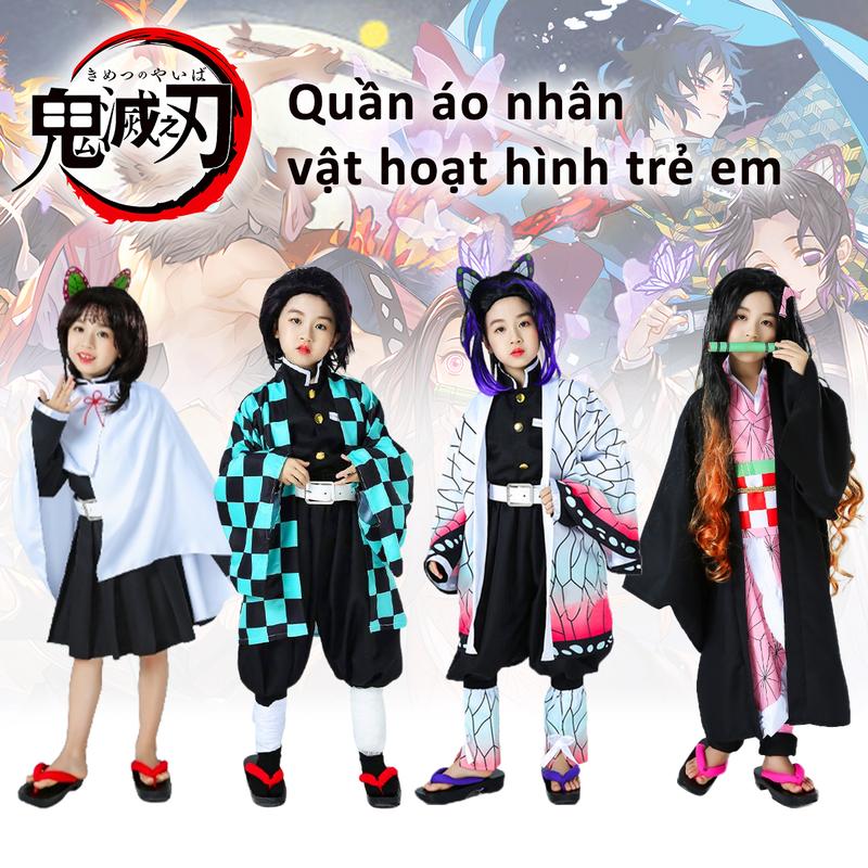Kẻ giết quỷ: Kimetsu no Yaiba Nezuko Tanjiro Trang phục nhập vai trẻ em Quà tặng sinh nhật Halloween cho bé kèm phụ kiện tóc trọn bộ phụ kiện từ 3-12 tuổi