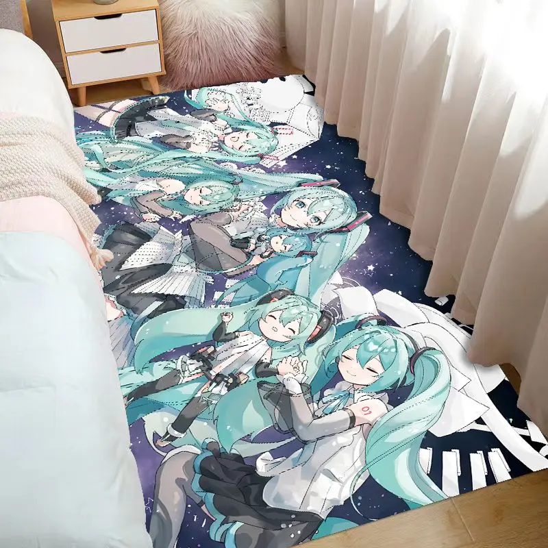 Outer floor mat, future theme Hatsune, Miku design, two dimensional room decoration, large size, suitable for bedside, entrance, and foot mat