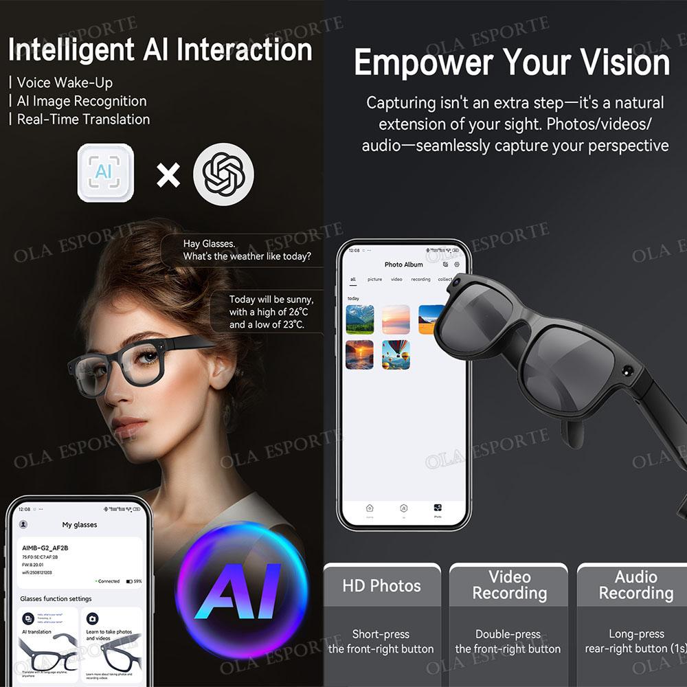 Smart AI Translation photography Glasses Take Photos Recognizing Objects 4K Camera Bluetooth Call Intelligent Recording Glasses