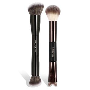 Set de brochas de maquillaje profesional de doble punta, 2 piezas/set con brocha especial para sombra de nariz, brocha para sombra de ojos, brocha para iluminador, herramientas de maquillaje con fibra suave