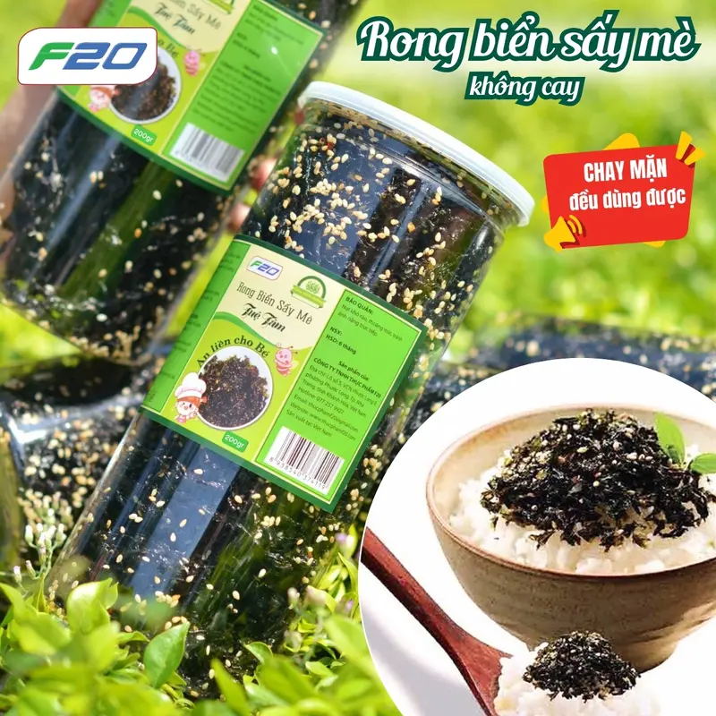 {COMBO 2 HŨ} Rong Biển Sấy Mè KHÔNG CAY - Dùng ăn liền, trộn cơm, ăn vặt, ăn chay 4