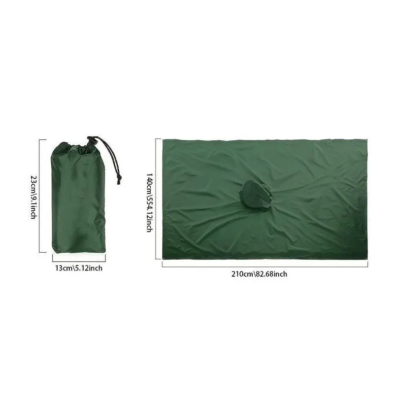 Large Hooded Raincoat, Portable Waterproof Poncho, Multifunctional Outdoor Camping Tent Mat, Holiday Gift 1