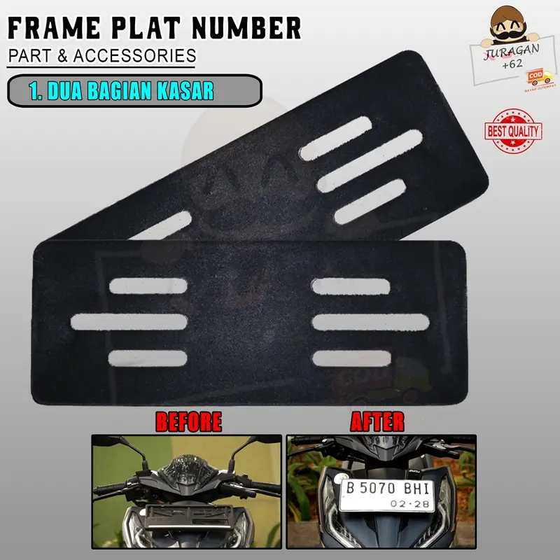 FRAMELESS PLAT NOMOR NOPOL TANPA BINGKAI SET 2PCS SEPASANG DEPAN BELAKANG DENGAN BAUT FRAME LESS PLATE TEMPEL FRAMELESSPLATE MOTOR DUDUKAN PLAT CLEAN LOOK PORTABLE VARIASI CUSTOM UNIVERAL MOTOR BEAT VARIO FAZZIO FILANO FINO PCX NMAX NINJA MIO CBR RX KING 5