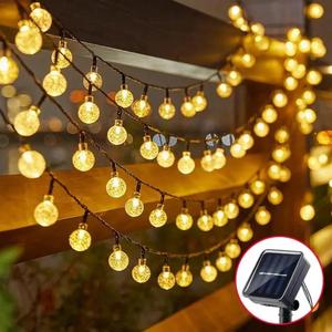 Lampu Rentetan Suria Luaran, 20 / 50 / 100LED, Bola Buih LED, Lampu Rentetan Berwarna-warni Hiasan, Dikuasakan Suria, Sesuai untuk Hiasan Taman, 1 Keping Outdoor Lights Home Lighting