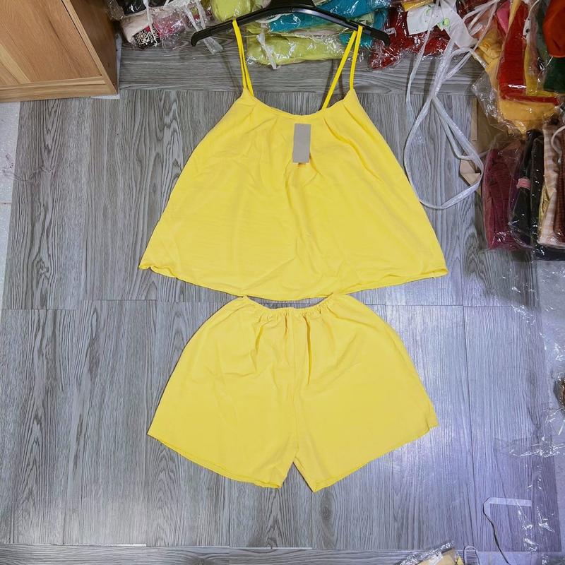 Bộ đùi hai dây chất vải đũi mát ,cổ áo có viền xếp li ,đồ cho nữ (40-60kg vừa )