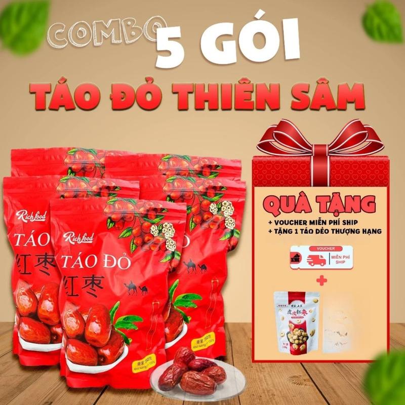   5 túi  Táo Đỏ Đại Vương Thiên Sâm Size 1 kí Giúp Ngủ Ngon Chống Oxy Hóa Tốt Cho Sức Khỏe 