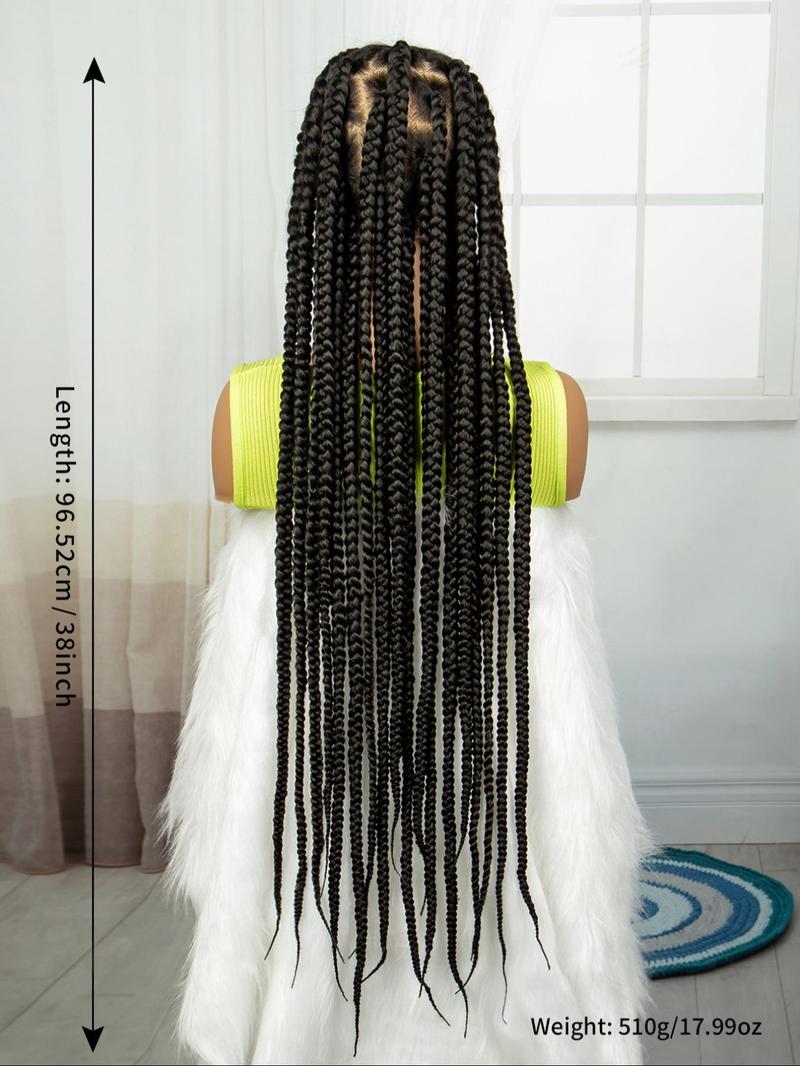 Product Introduction of 38 Inch Long Cornrow Braids for Black Women, Gorgeous Fluffy Wigs without Bangs, Synthetic Braided Full Lace Wigs for Party, Daily Use 1