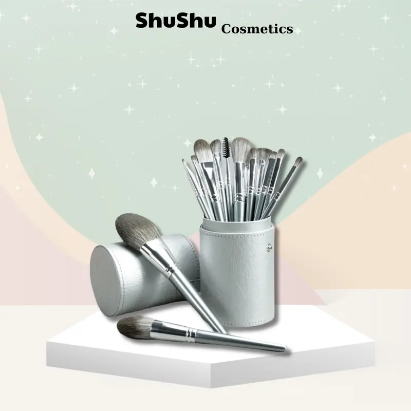 Bộ Cọ Trang Điểm 14 Cây Chuyên Makeup Cá Nhân Kèm Bao Da, Cốc Lông Siêu Mềm Mỹ Phẩm SHUSHU COSMETICS 1
