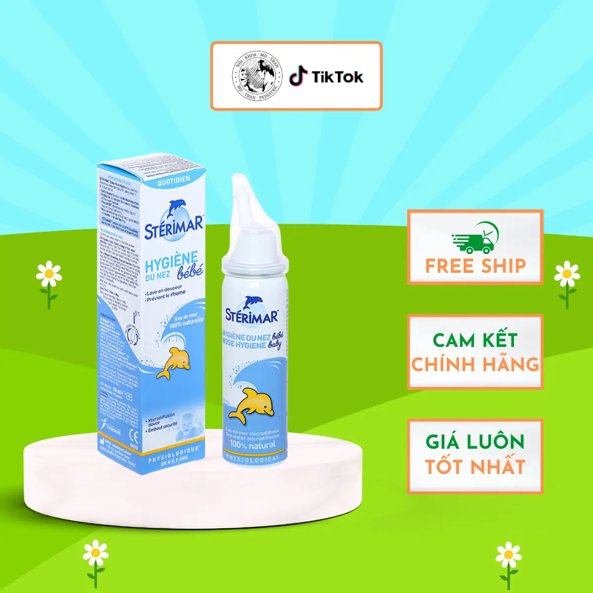 DUNG DỊCH VỆ SINH KHOANG MŨI HẰNG NGÀY - NƯỚC MUỐI ĐẲNG TRƯƠNG MUỐI BIỂN PHÁP CHO TRẺ TỪ 0-3 TUỔI STERIMAR NOSE HYGIENE 50ML TƯƠNG ĐƯƠNG 150 LẦN XỊT