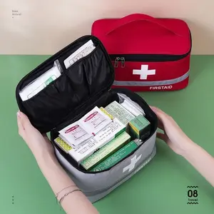 First Aid Kit Medicine Strong Bag Fortable Medical Kit Storage Organizer PMI P3K Tas Alat Alat Medis Kesehatan / Tas P3k Perawat / Tas P3K Pouch Dompet First Aid Kit Merah Kotak Obat Organizer Serbaguna