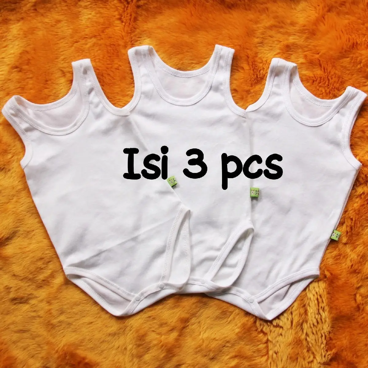 Singlet Jumper Isi 3 Pcs Bayi Cewek Cowok Katun Lembut Usia 0-3 Bln Warna Putih Cotton Perempuan Unisex