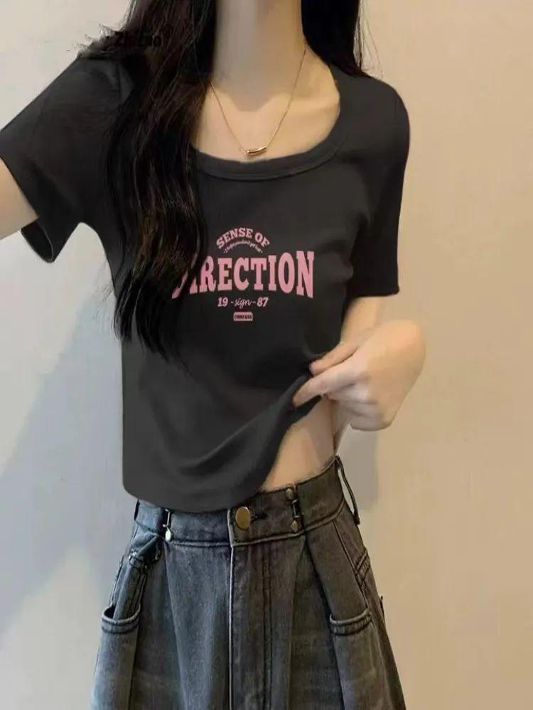 Product Introduction of Áo Thun ngắn Tay Cổ Vuông, Dành Cho Nữ, Dáng Ôm, Ngắn, Cạp Cao, Ôm Vừa Vặn, Áo Crop Top Độc Đáo Mùa Hè, Ngắn, Vai Thông Thường, Thích Hợp Cho Bé Gái Nhỏ Năm 2025 [1481 Đánh Giá Tích Cực] 9