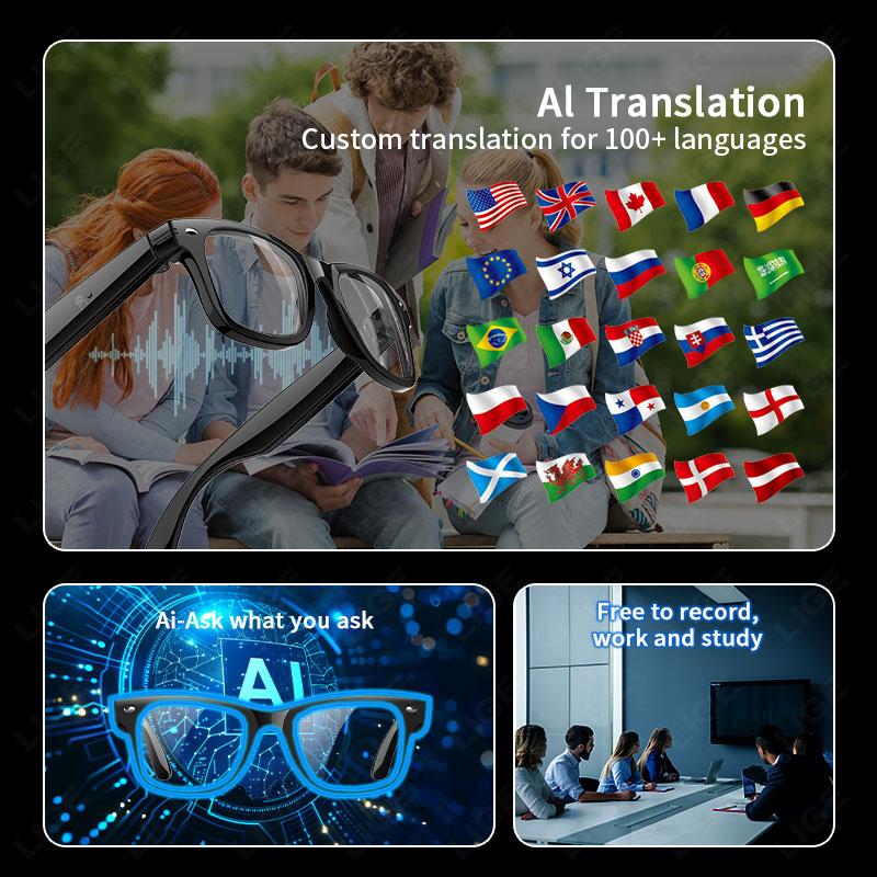 LIGE AI Photography Video Smart Glasses Intelligent Interactive Translation Smart Sunglasses For Google Glasses with camera men - Image 3
