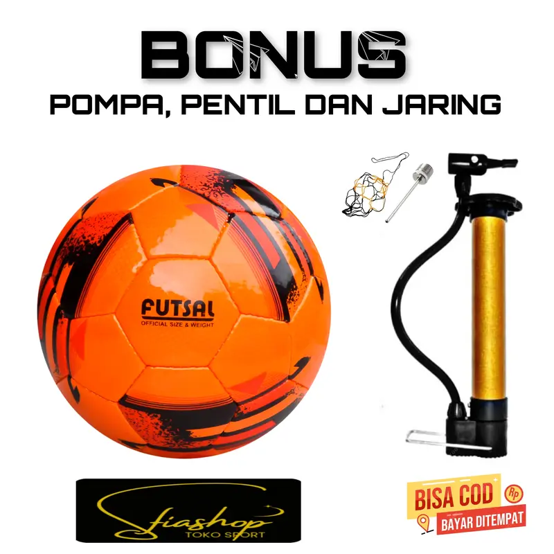 BOLA FUTSAL SIZE 4 BAHAN STARWING DIJAHIT TANGAN MANUAL BONUS POMPA PENTIL DAN JARING BALL Outdoor 1