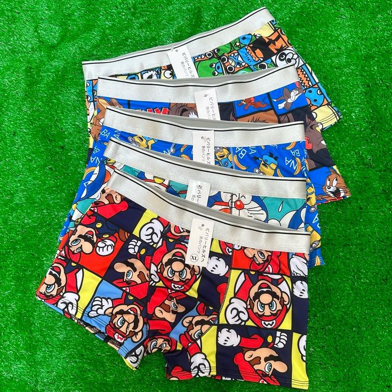 Combo 3,4,5 Quần Sịp đùi hoạt hình Quần lót nam thun lạnh co dãn Quần Boxer Kem Nhung Menswear