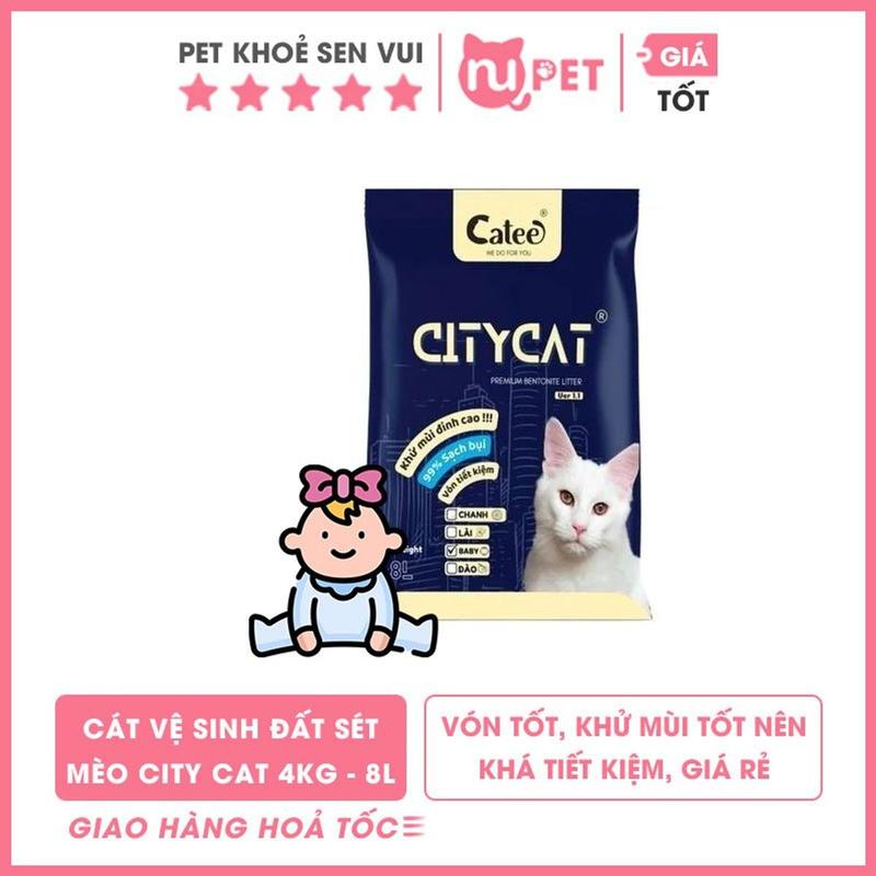 Cát vệ sinh đất sét cho mèo City Cat bao 8L – 4kg Cát giúp khoá mùi hôi tốt - vón cục nhanh tốt 2