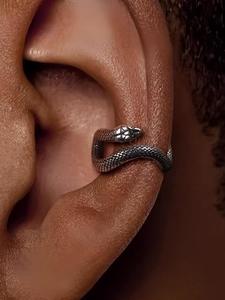 Manguito de oreja de diseño de serpiente estilo punk, aretes a la moda para hombres y mujeres, joyería comodín y exquisita para regalo de cumpleaños