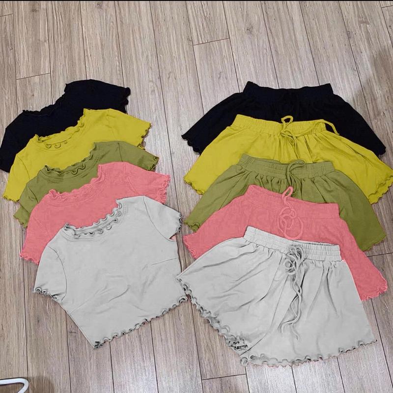 sét Bộ ngủ áo thun nữ tay ngắn thun tăm kèm quần đùi cuốn biên SIZE dưới 53kg chất tăm lạnh quảng châu mã ch02p