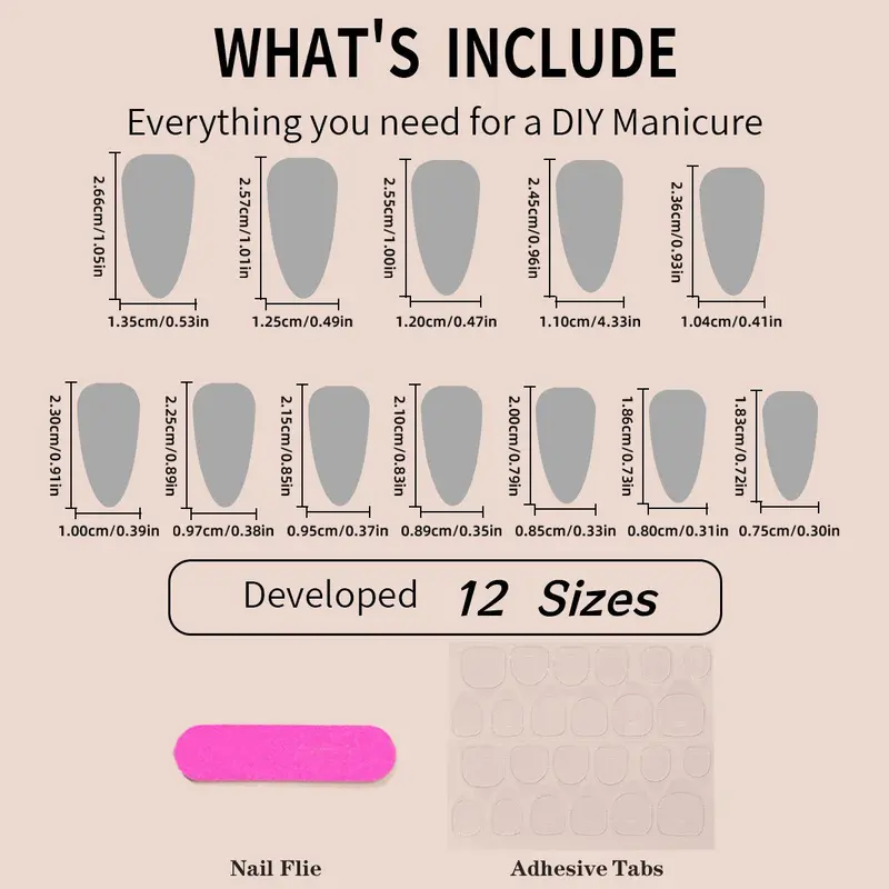 3D Shell & Water Drop Decor Fake Nails with Nail File & Tape, 24pcs/box Short Almond False Nails for Women & Girls DIY Nail Art, Effortless Press on Nails Manicure Set 1