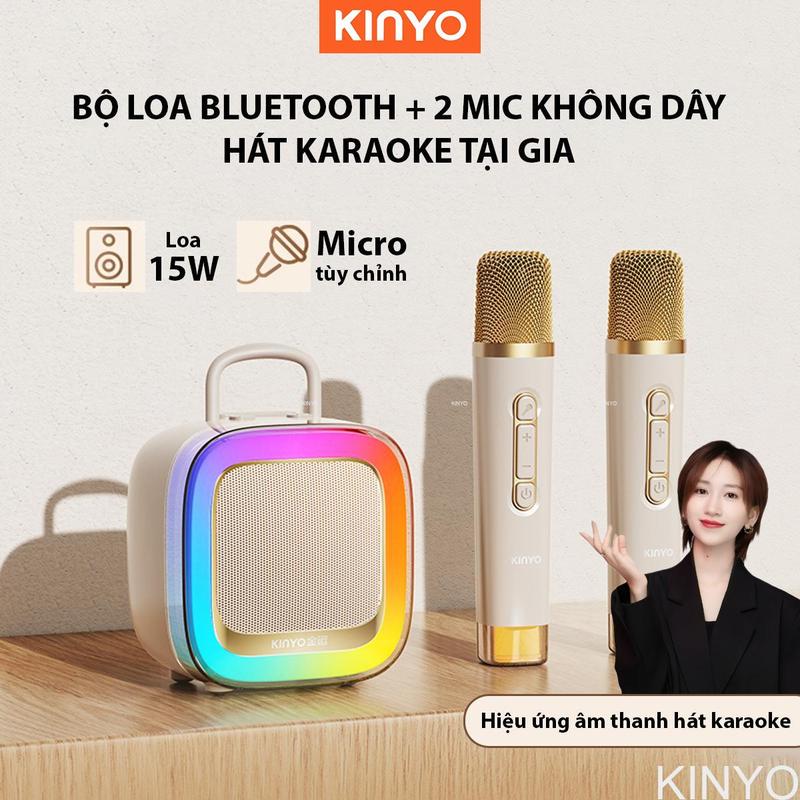 ZhuZhu x KINYO Bộ Loa Bluetooth + 2 Mic Hát Karaoke Mini Tại Nhà K88 Nghe Nhạc Dễ Sử Dụng