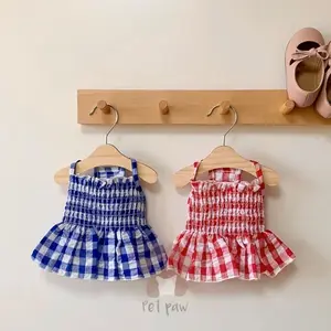 Petpaw Baju Anjing Kucing Checkered Picnic Dress Premium Import Santai