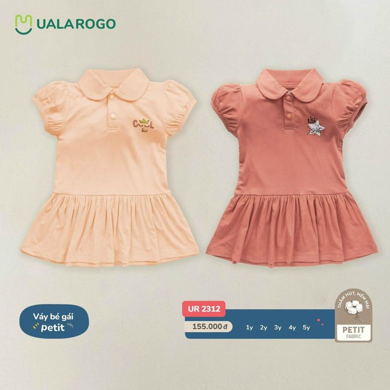Váy xòe tay bồng Ualarogo chất vải petit cho bé 0