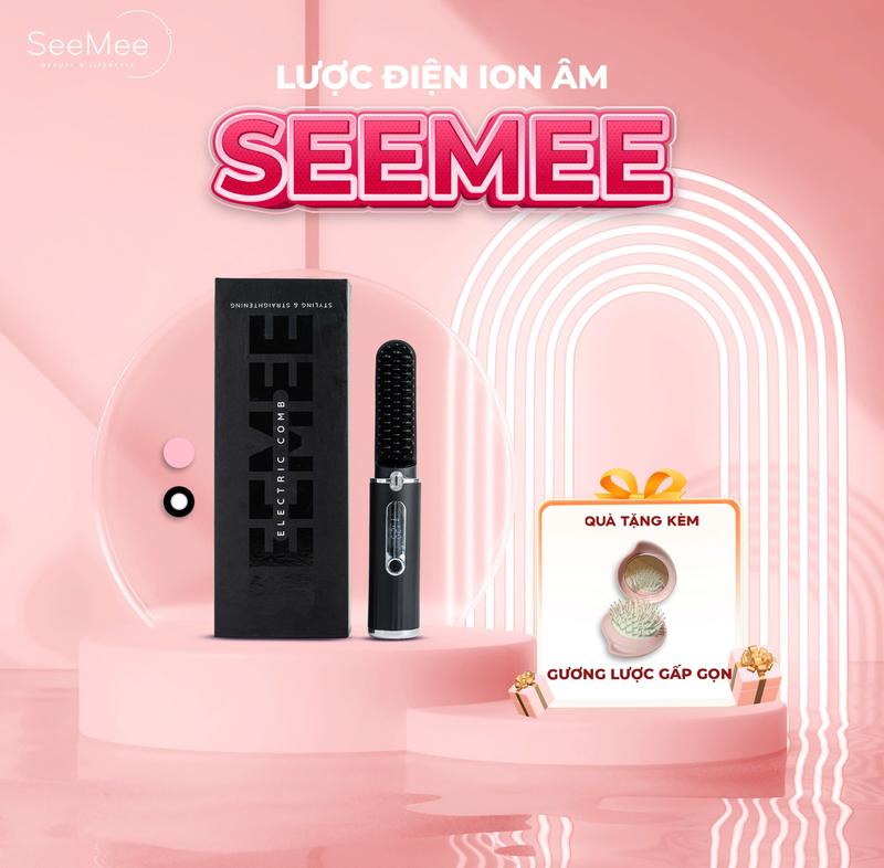  OFFF_Lược điện ion âm SeeMee 3in1 25W + 2 Màu + Bảo hành 12 tháng + TẶNG gương lược gấp gọn #LDSM 