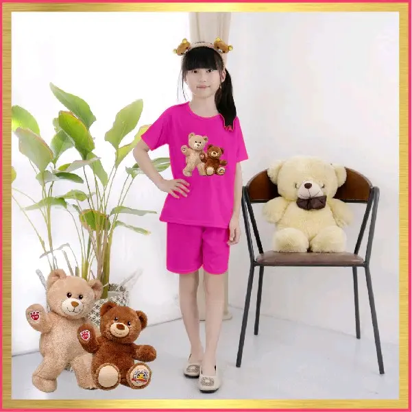 baju Setelan kaos anak gambar bear/set kaos anak unisex usia 3-9th