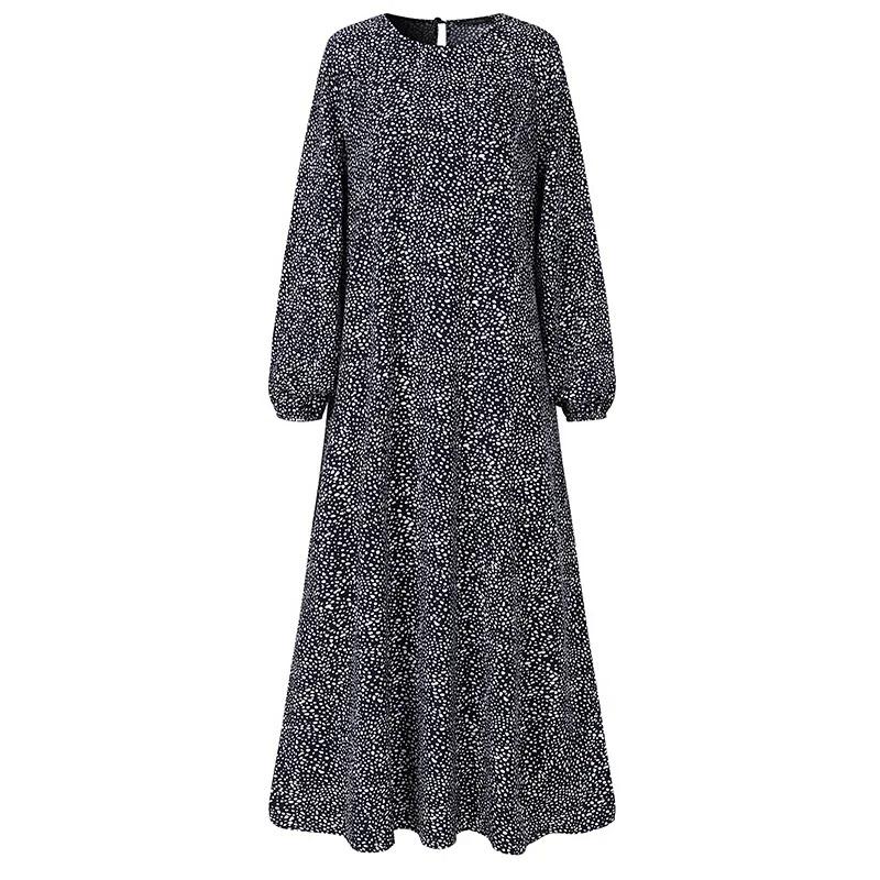 Product Introduction of SS24 Women Muslim Long Sleeve Abaya Kaftan Polka Dots Casual Loose Shirt Dress 2023. 9
