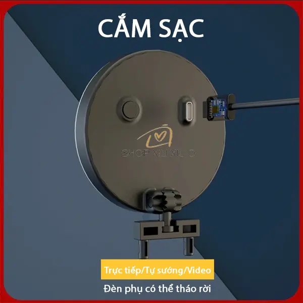 Đèn lấp đầy ánh sáng giá đỡ điện thoại di động phụ kiện đèn làm đẹp có thể sạc lại ba màu chuyển đổi xoay 360° ảnh Selfie Phone 2