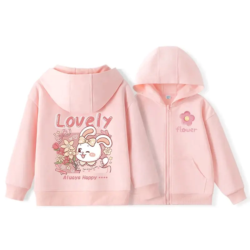 Áo khoác nỉ Hoodie Zip phong cách Hàn Quốc cho cho bé gái in Lovely