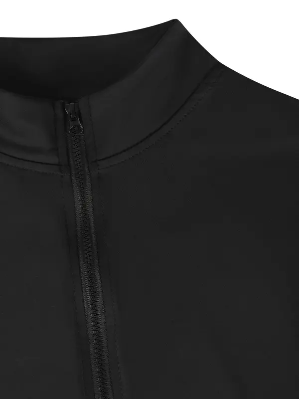 Women's Plain Half Zipper Thumb Holes Crop Sports Sweatshirt, Casual Sporty Long Sleeve Mock Neck Top for Yoga Gym Workout, Ladies Summer Sportswear 3