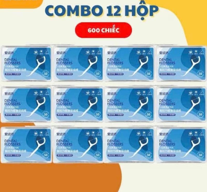   Hàng Đẹp  Combo 12 Hộp  600 C  Tăm Chỉ Nha Khoa Vệ Sinh Răng Miệng Cao Cấp 
