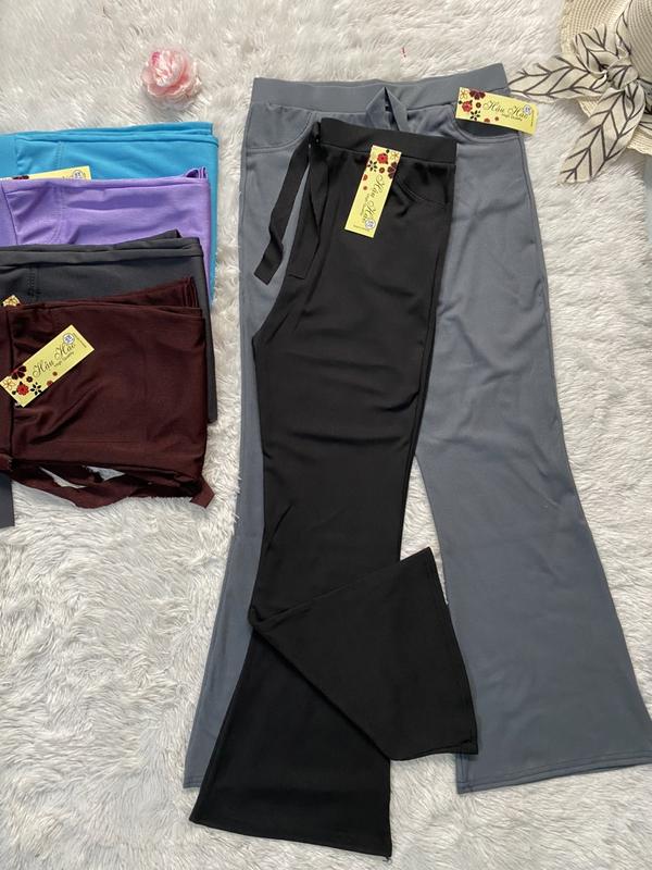 Quần ống Loe vải Thun Gân Dày dặn mềm mát thấm hút mồ hôi lưng thun size 40-58kg Women Nữ Ong Voi Thiết kế đơn giản tinh tế phù hợp bốn mùa eo giữa tiện lợi cho nhiều kích cỡ