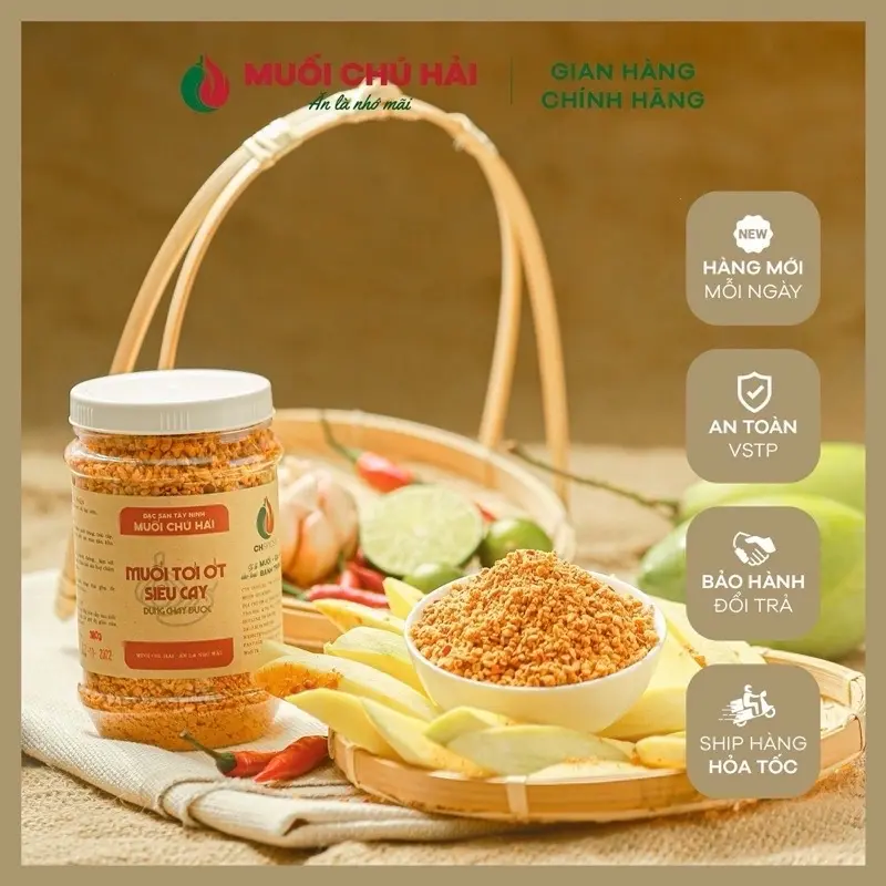 350G MUỐI TỎI ỚT SIÊU CAY Chú Hải - Đặc Sản Tây Ninh (Ăn Chay Được) - Size M Gia Vị 2