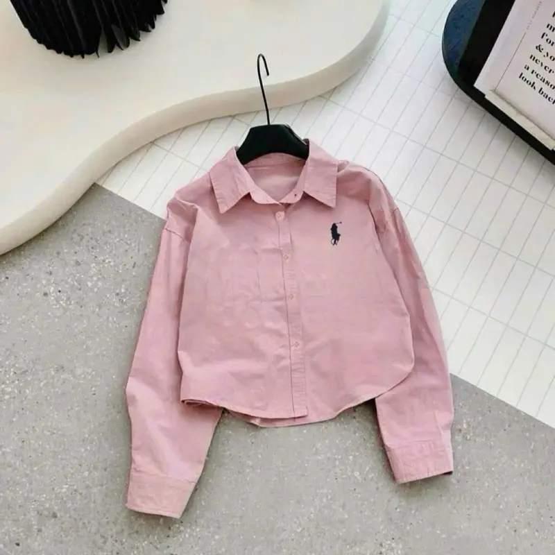 Áo Sơ Mi Nữ Thêu Ngựa Croptop Lững Tay Dài Chất Lenin Mềm Mại Form Vừa Phong Cách Hàn Quốc